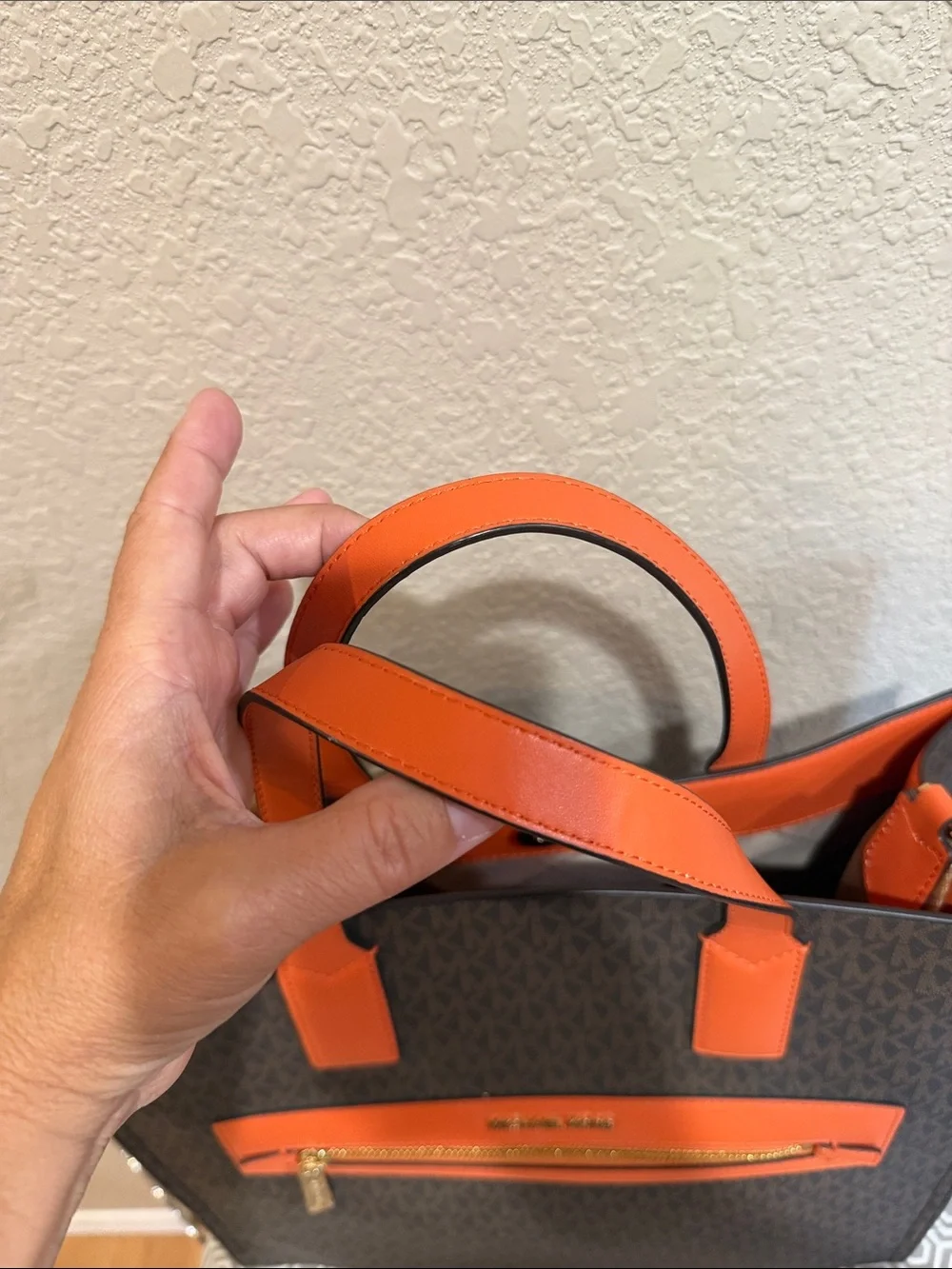 Michael Kors KENLY Lg north south tote satchel shoulde carry bag Tangerine